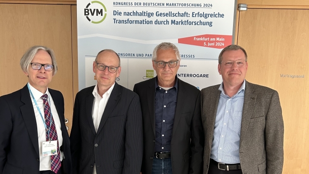 BVM-Vorstand für weitere drei Jahre im Amt bestätigt - v.l.: Dr. Frank Knapp, Dr. Kai Bruns, Prof. Dr. Matthias Fank und Christian Thunig - Quelle: BVM